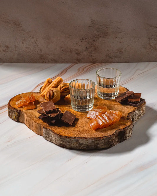 Dessert pairing with Mezcal Mitre highlighting sweet and smoky contrast.