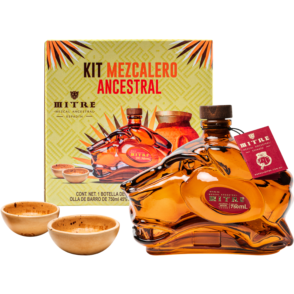 Ancestral Mezcalero Kit | Mezcal Mitre Ancestral + 2 Ceramic Glasses