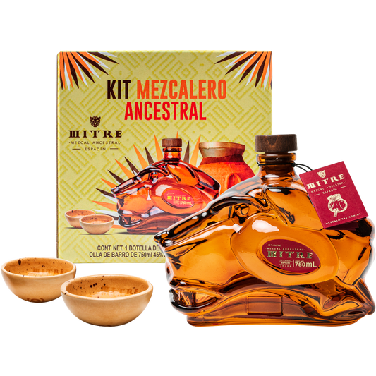 Ancestral Mezcalero Kit | Mezcal Mitre Ancestral + 2 Ceramic Glasses
